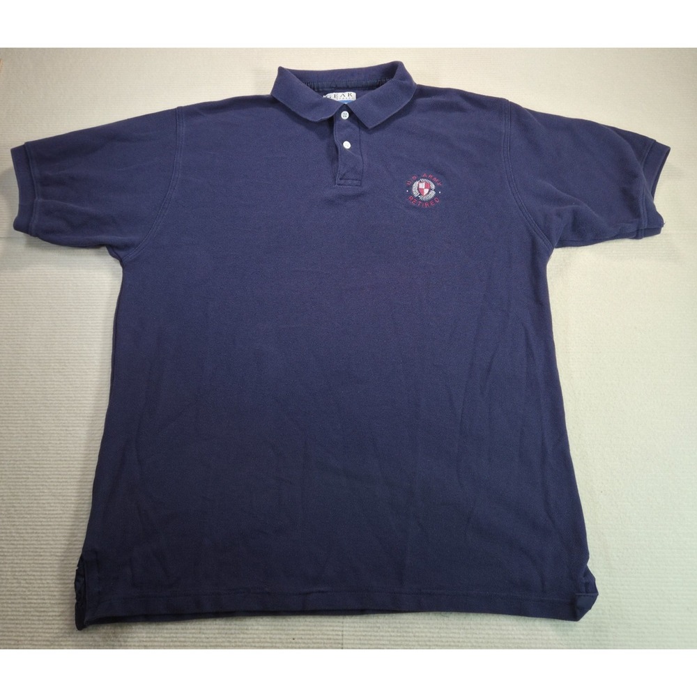 Gear For Sports U.S. Army Retired Polo Shirt Mens L Blue Short Sleeve Military